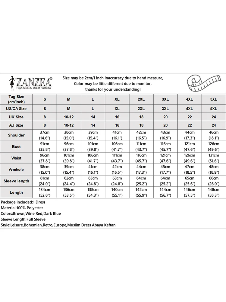 ZANZEA-Robe Longue Vintage pour Femme Musulmane, Abaya, Hijab, Bohème, Imprimé Floral, Dubaï, Turquie, Automne 2025