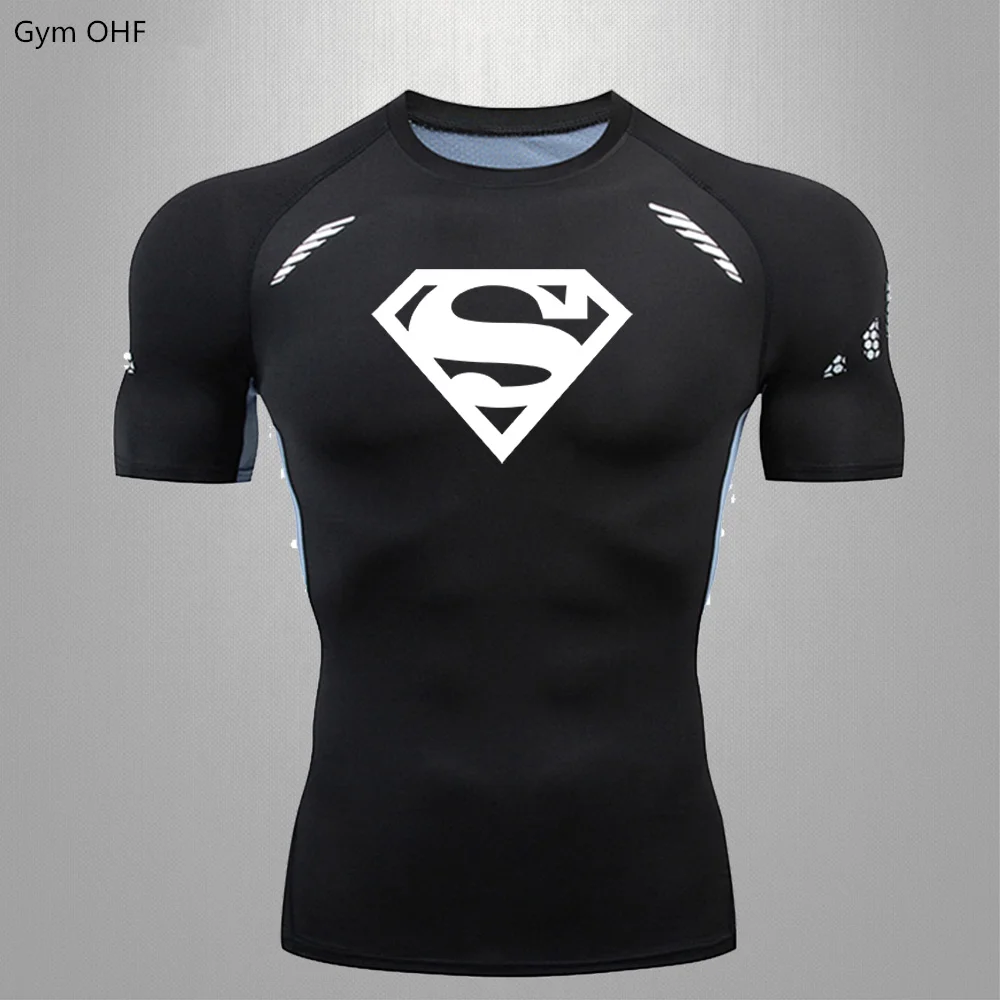 Men\'s Sports Quick Dry T Shirt Compression Gym Shirts Workout Fitness Undershirts Tops Shorts Tight Elastic Sportswear