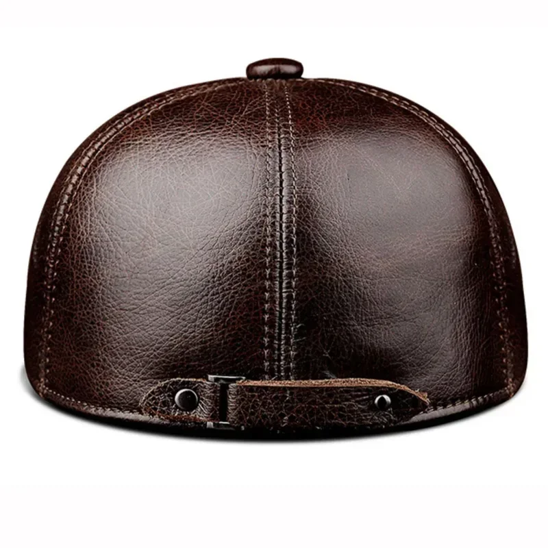 Bérets Bec de Canard Coupe-Vent en Cuir group pour Homme, Casquette Chaude en Peau de Vache, Protection des Oreilles, Chapeaux de Proximité Masculine