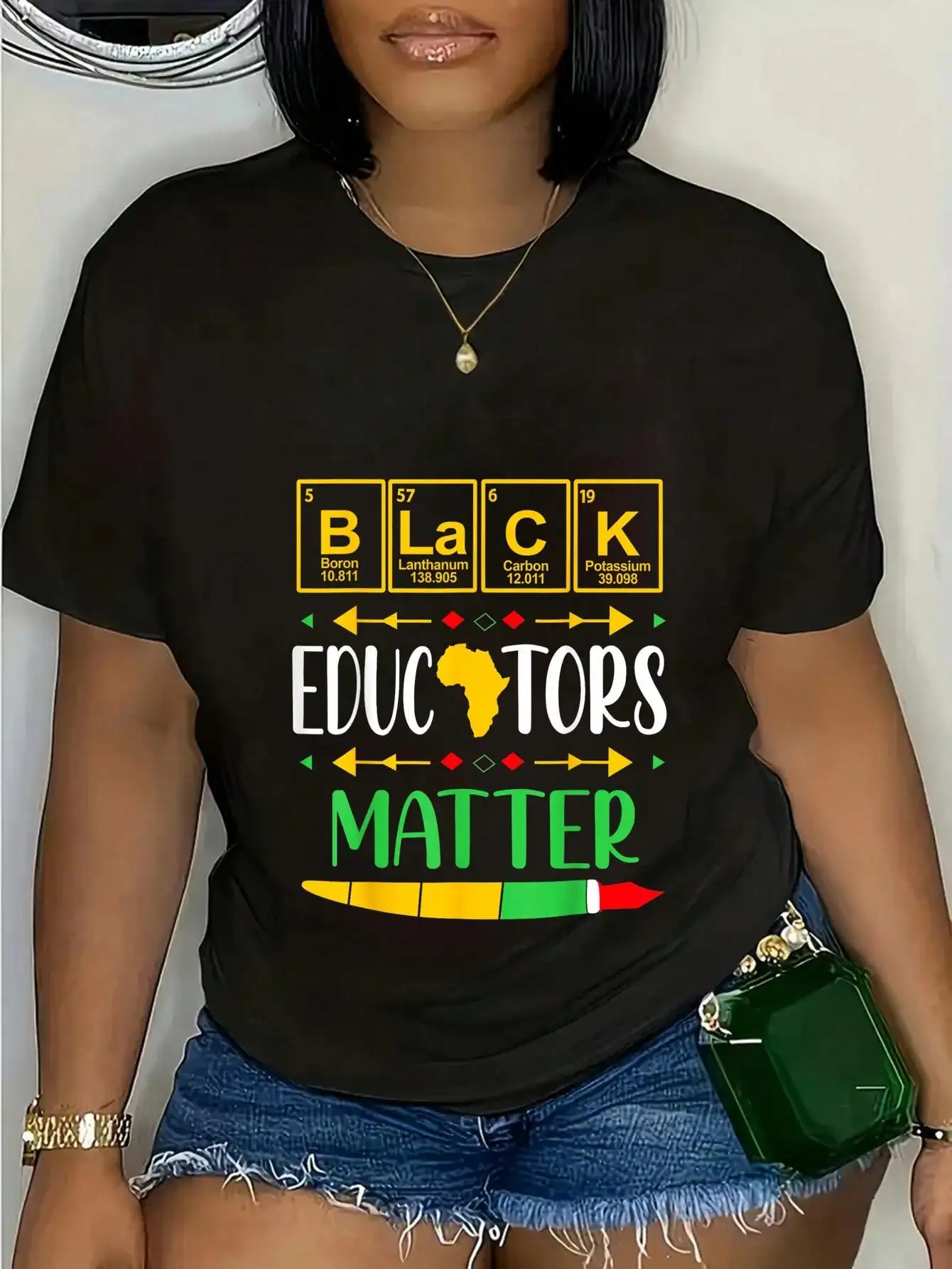 

Black Cotton T-Shirt with Educational Graphic Design for Teachers