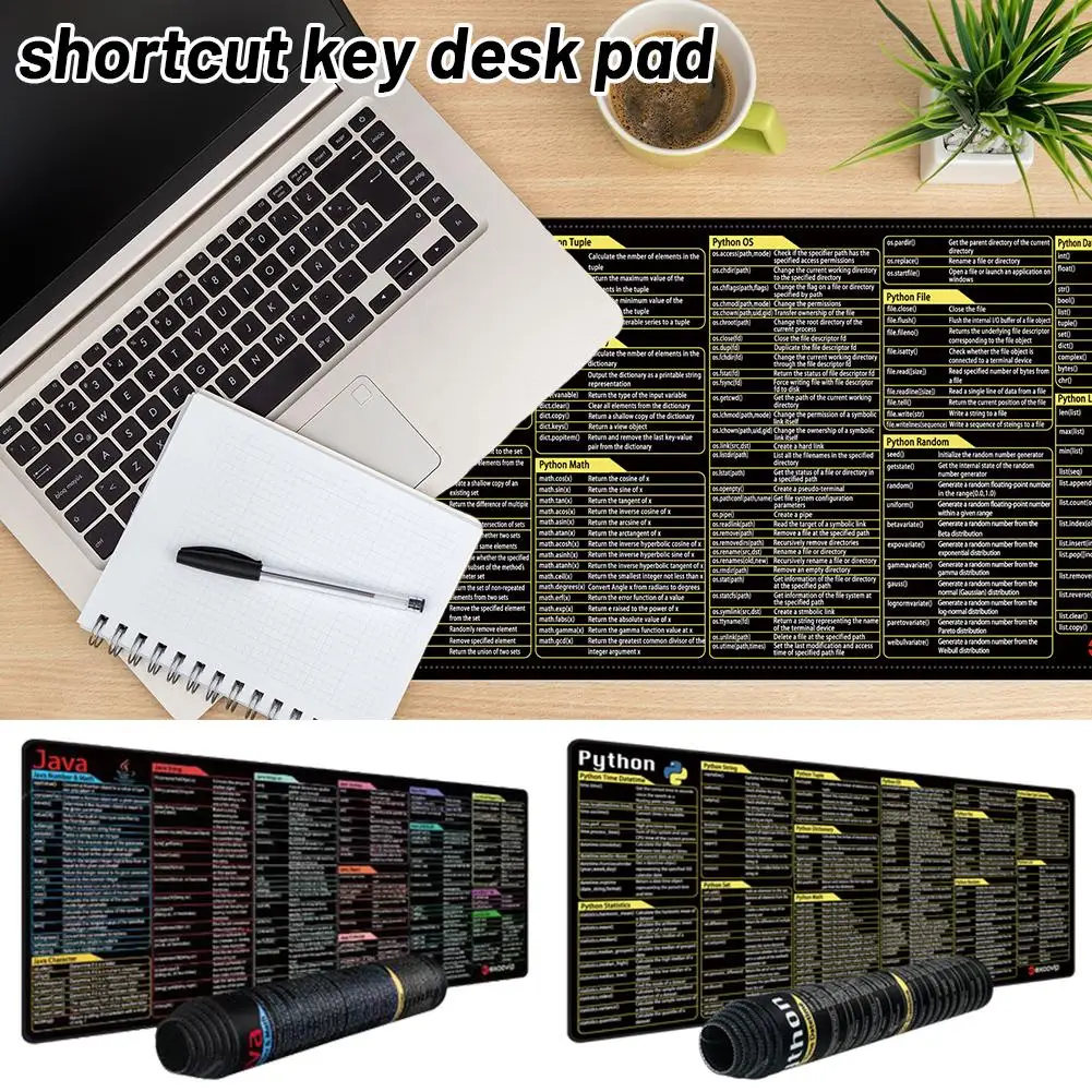 Для Python Java Shortcuts коврик для мыши с прошитыми краями, нескользящая резиновая основа, офисный коврик для мыши, большой для ноутбука, компьютера, дома Porta P5H5