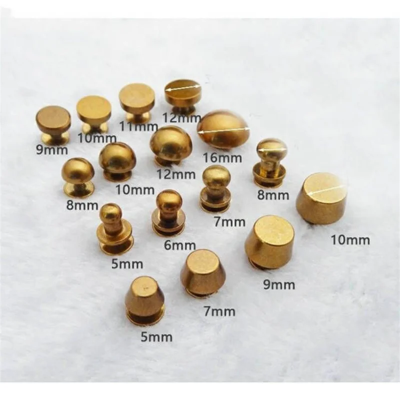 100sets Round Flat Head Leather Fasteners Sturdy Binding Rivets Male and Female Screws Belt Accessories Garment Trimmings