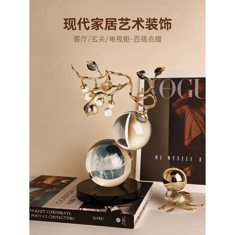 crystal gourd ornament, light luxury high-end lotus living room TV cabinet decoration, housewarming gifts for friends