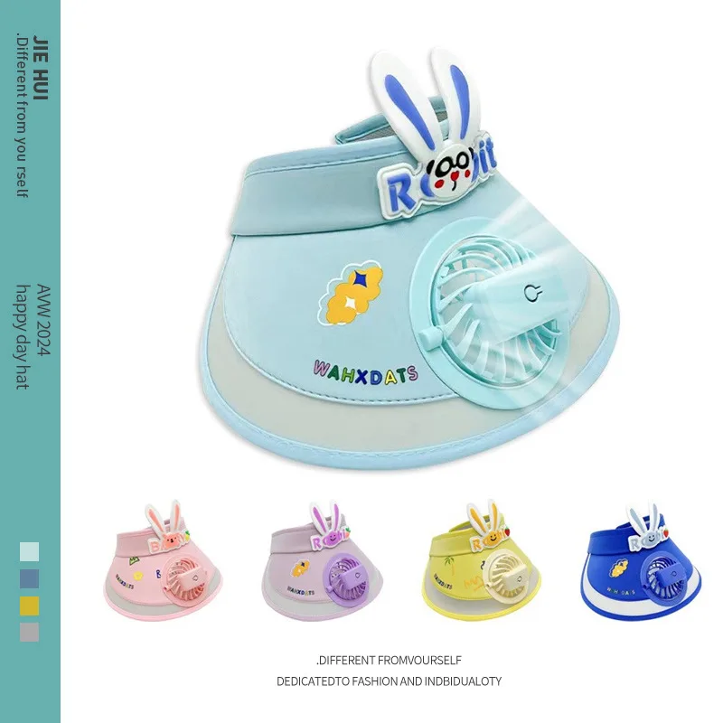 New children's sun hat with charging fan, summer sun hat, fashionable and casual sun hat for girls, empty top