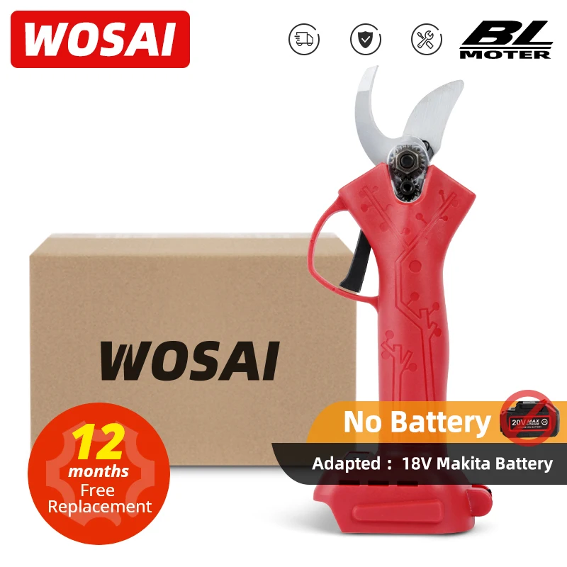 WOSAI 20V MT-Series Pruner ไฟฟ้าไร้สายเฉือน Brushless ที่มีประสิทธิภาพผลไม้ต้นไม้ Bonsai Pruning Branches Cutter