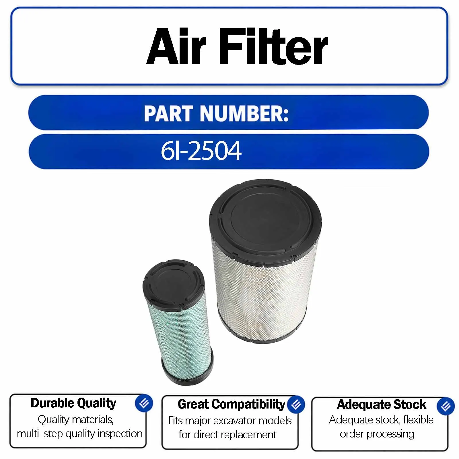 New Air Filter JM-1022AB For Komatsu PC220-8M0 PC240-8MO PC270-8MO PC300-7 PC306-7 PC350-7 PC360-7 Crawler Excavators