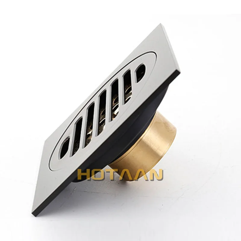 Hotaan Anti-odor Matte Black Bathtub Shower Drainer Floor 10cm Brass Square Floor Shower Drain Waste Grate Floor Drain images - 6