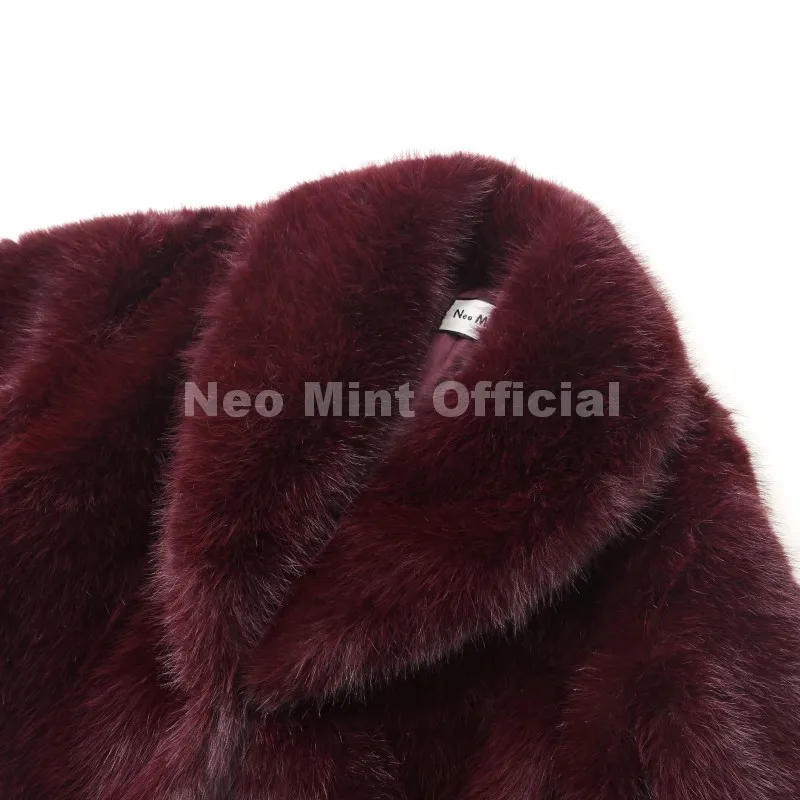 Neo Mint Winter 2025 Trendy Brown Obsession Cropped Shawl Collar Faux Fur Coat Women Jacket Chic Girls Brand Fox Fur Outerwear