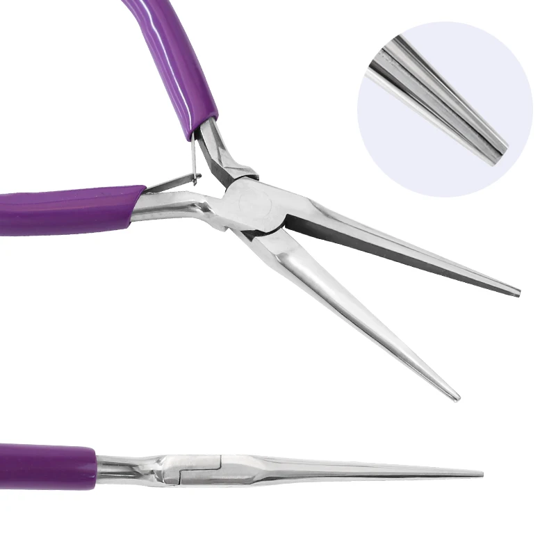 Jewelry Pliers 6 Inch Carbon Steel Long Nose Plier and Bent Nose Plier with Comfortable PVC Handle for Jewelry Making