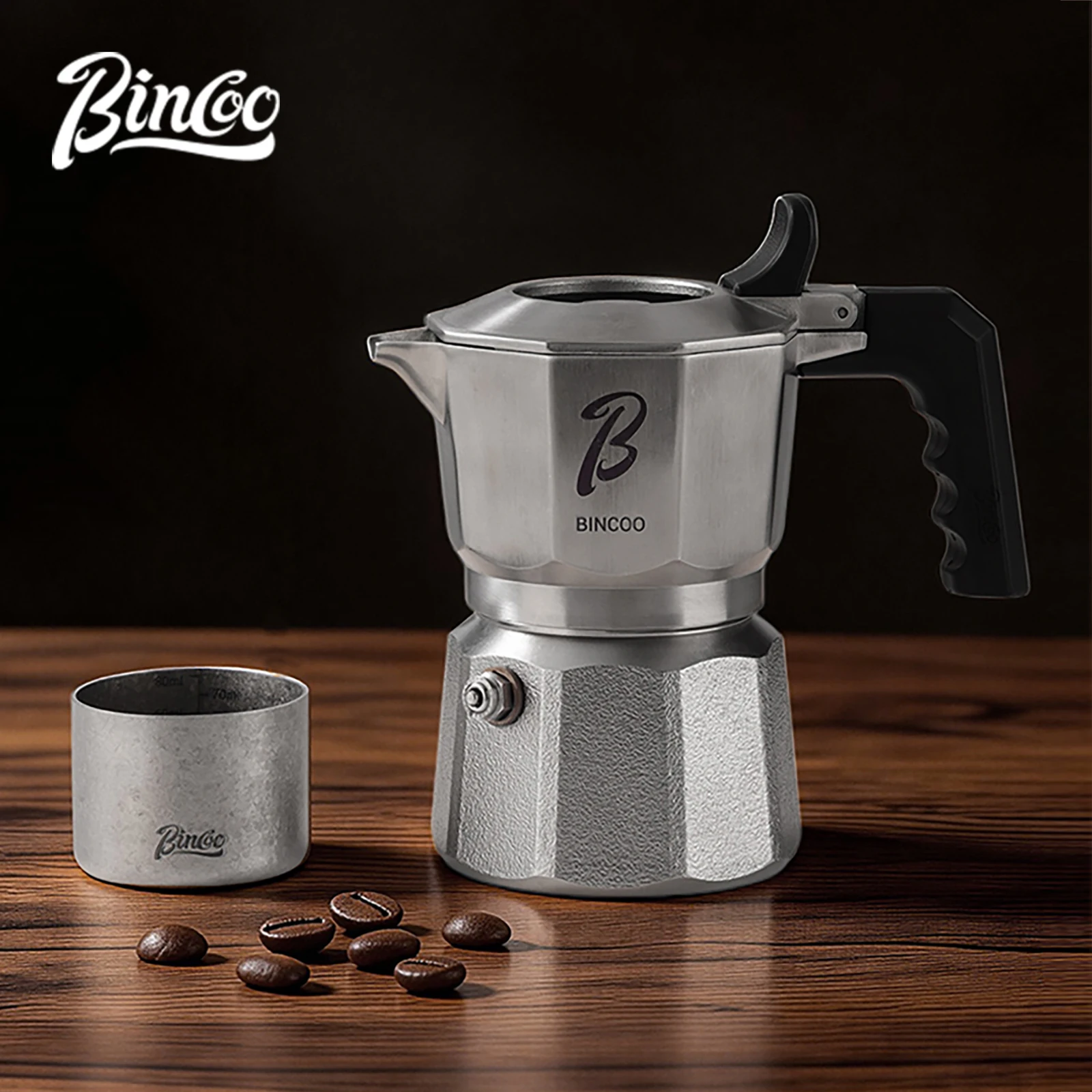 Bincoo Pure Titanium Sub-Burner Accessory – 3-Valve Stainless Steel Moka Pot Dual-Valve Home Coffee Maker Anti-Over-Extraction view 3
