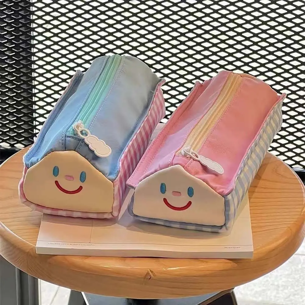 

Desktop Storage Lovely House Stationery Bag Aesthetic Large Capacity Korean Style Pencil Case Ins Style Pink/Blue Pencil Pouch