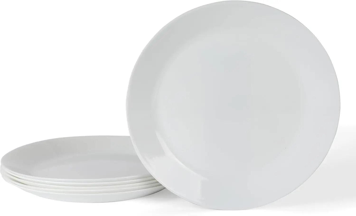 

Opal Glass Dinner Plates 6-Piece Set 10-Inch Chip Resistant White Plates for Everyday Dining