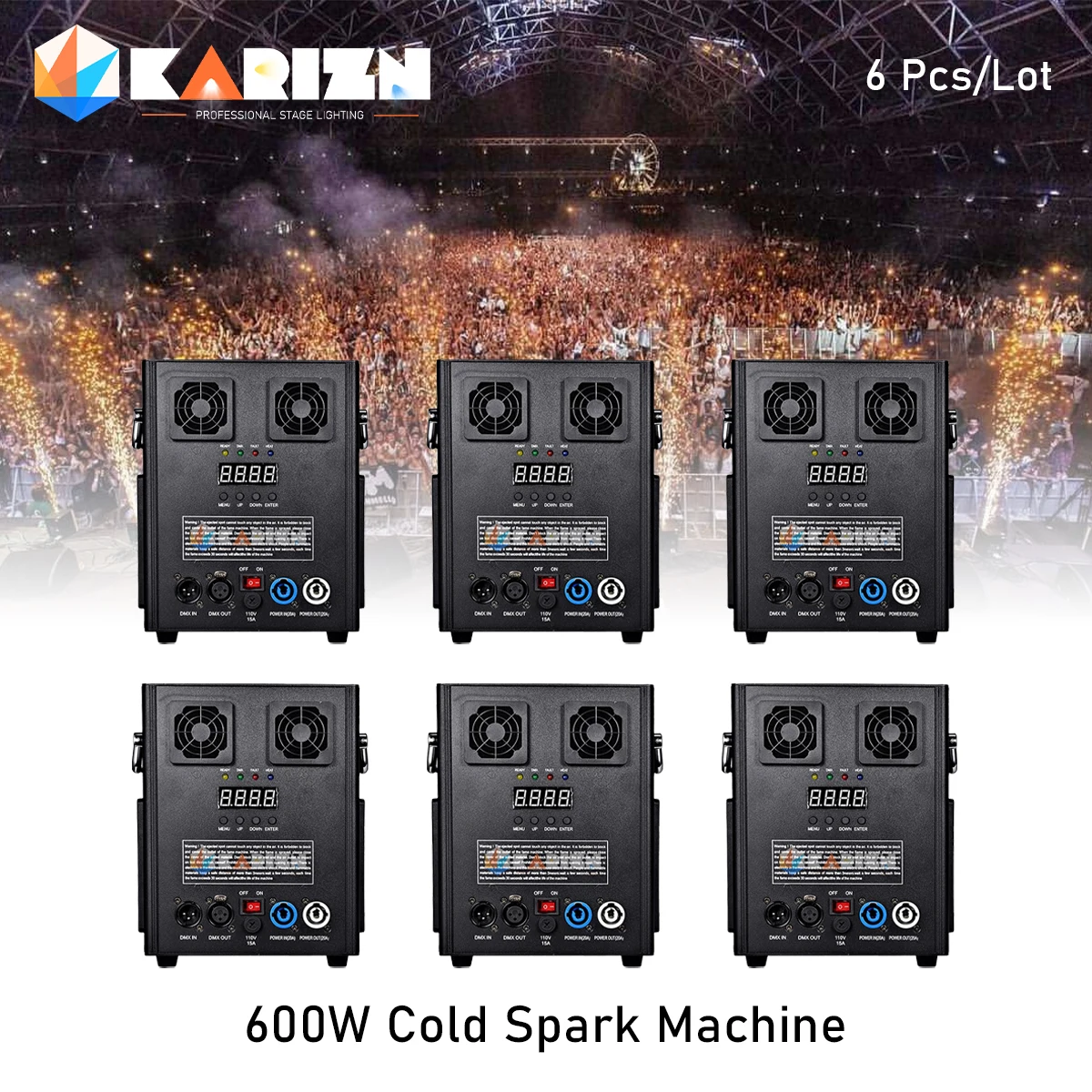 

0 Tax 6Pcs Electronic 600W Cold Spark Firework Machine For DJ Wedding Celebration Dmx Remote Control Sparkular Fountain Machine