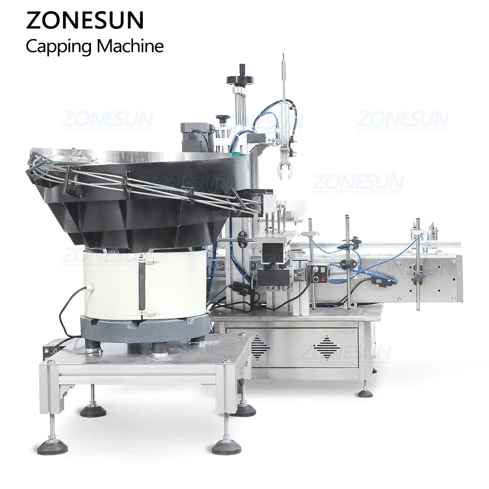 ZONESUN ZS-XG1870R Automatic Essential Oil Nail Polish Glass Dropper Bottle Screw Capping Machine With Vibratory Bowl Sorter