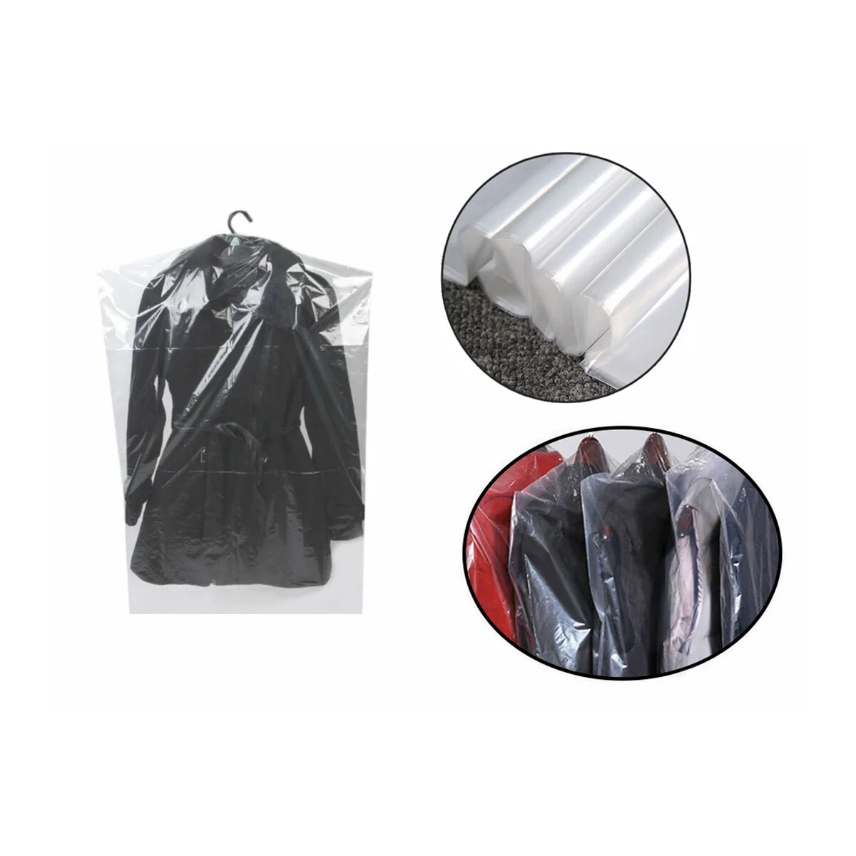 30pcs Business Dresses Clear Clothes Suit Garment Covers Dry Cleaning Clothes Bags Storage Bags 60x90cm