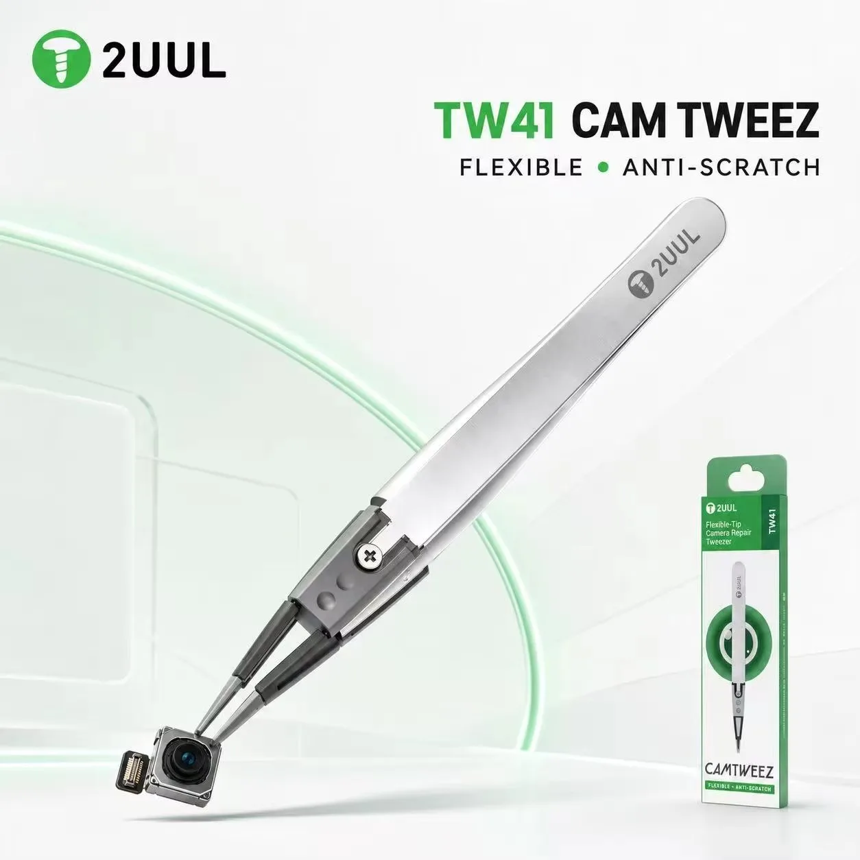 2UUL CAM TWEEZ Kratzfeste Präzisionspinzette mit weicher Spitze für die Demontage von Rückkameraobjektivglas, Reparaturwerkzeug für Handykameras – Detail 1