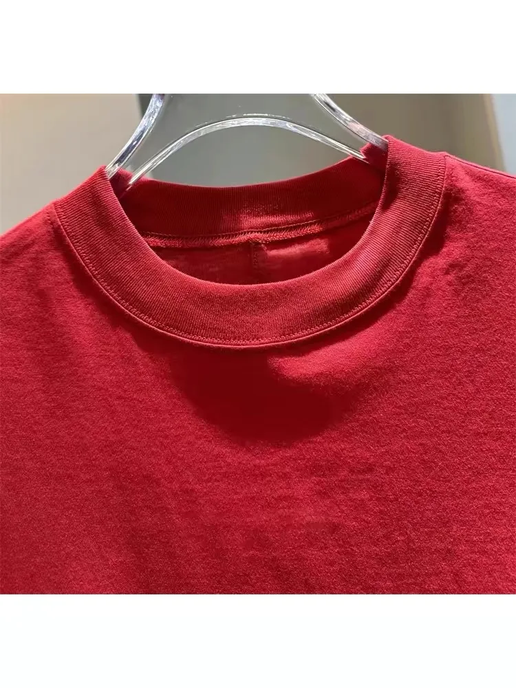 

Свободная футболка ort Sve round Ne, женская летняя повседневная футболка Faion красного цвета, топ с перевернутыми плечами, корейская уличная одежда