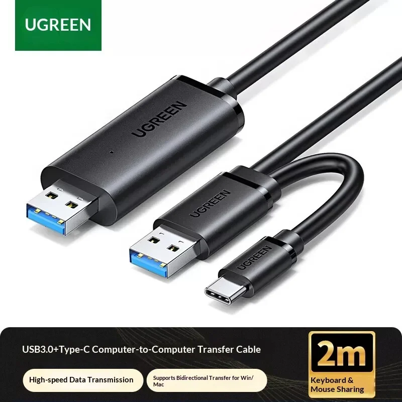 UGREEN 90212 USB 3.0 Type C Dual Connector PC to PC Data Transfer Cable 2m for Windows Mac Computer
