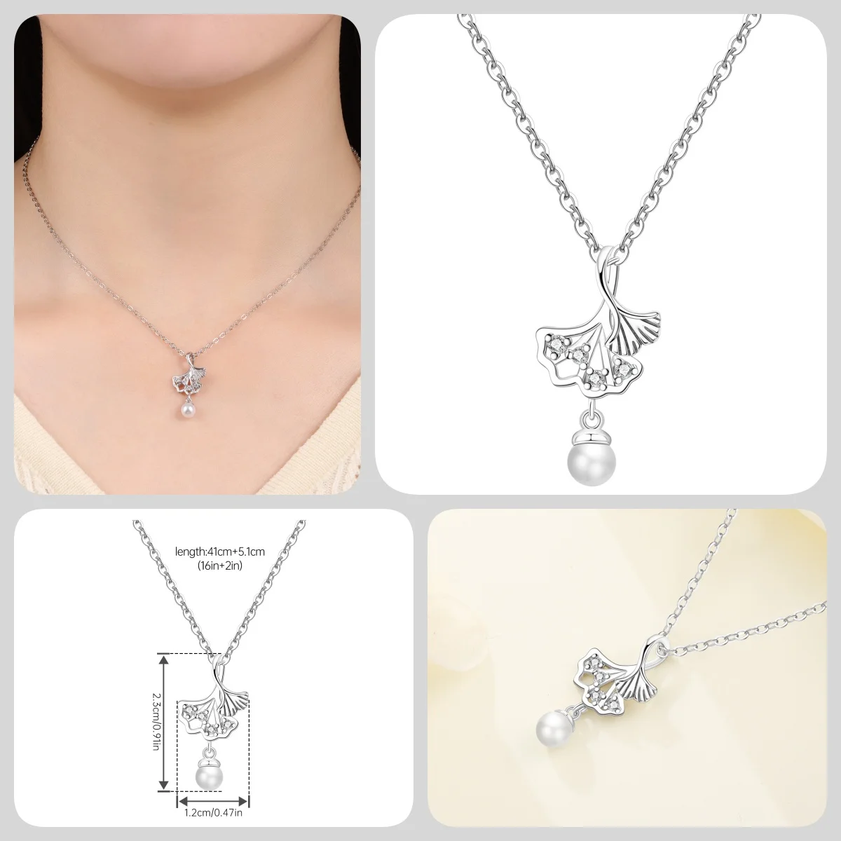 Orstarry S925 Sterling Silber Schmetterling-Blumen-Ohrringe und Halsketten-Set, Exquisites Herz-Hänge-Schmuckset für Damen, Party-Geschenk – Detail 27
