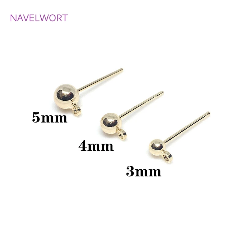 High Quality Stainless Steel Needle Stud Earring Base 14K Gold Plated Post Earring Fittings For DIY Jewelry Making Findings