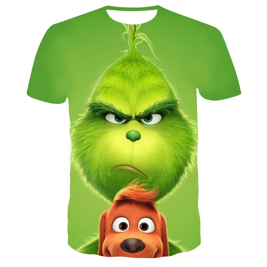 2024 New Green Hair Monster Summer Top 3D Digital Print Men's Street Fashion Trend Short Sleeve Quick Drying T-shirt