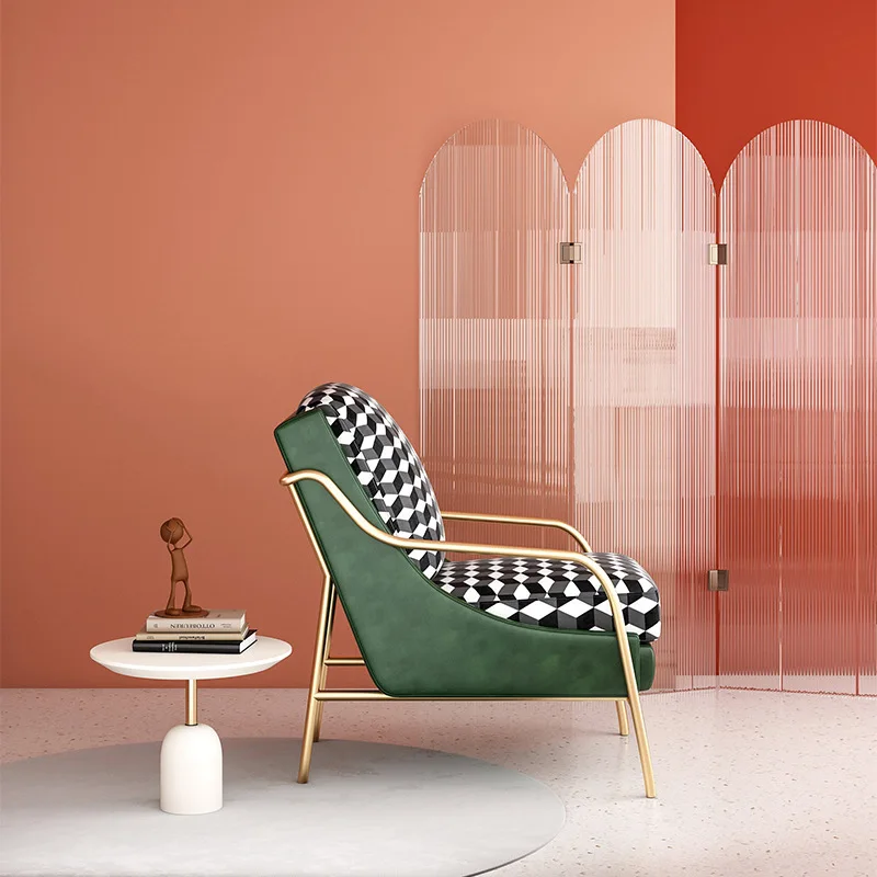 Nordic Single Person Sofa Modern Leisure Chair Living Room Light Luxury Lazy Tiger Simple Lattice Creative Home image 4