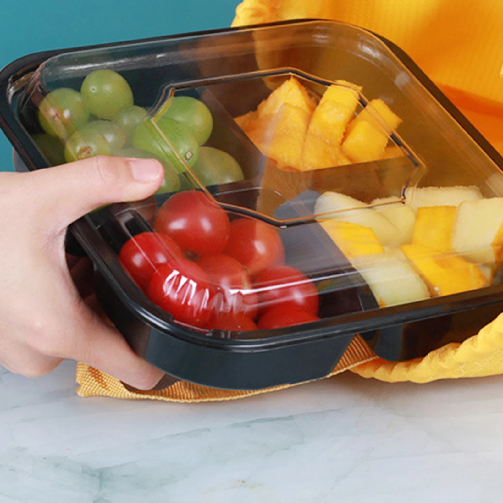 

10Pcs Disposable Transparent Fruit Storage Boxes Portable Multi-Grid Food Packing Containers Clear Take-Out Salad Box