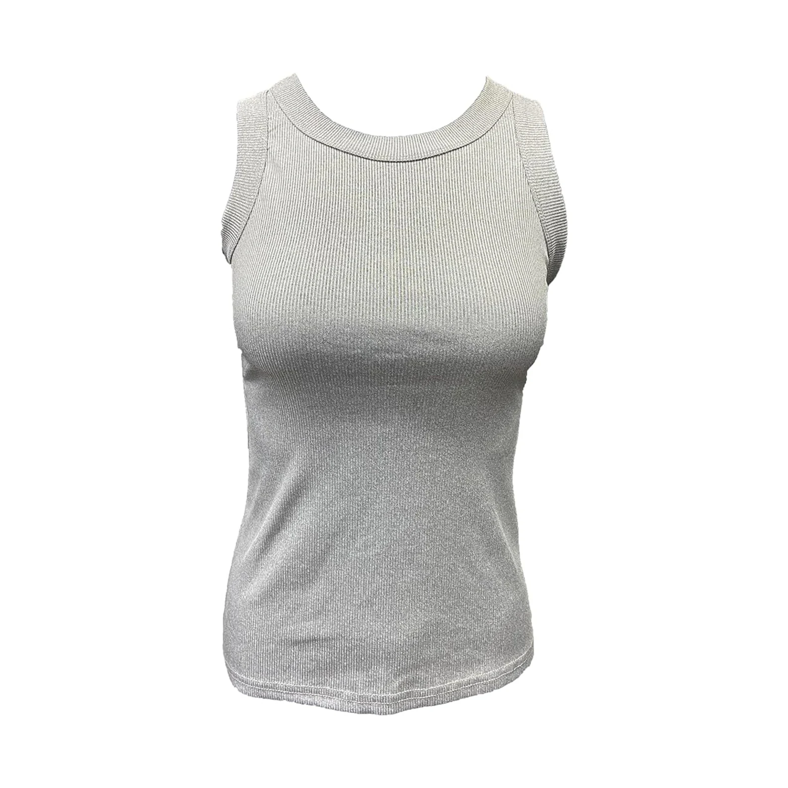 Women Casual Basic Sleeveless High Neck Rib-Knit Y2k Crop Tank Top