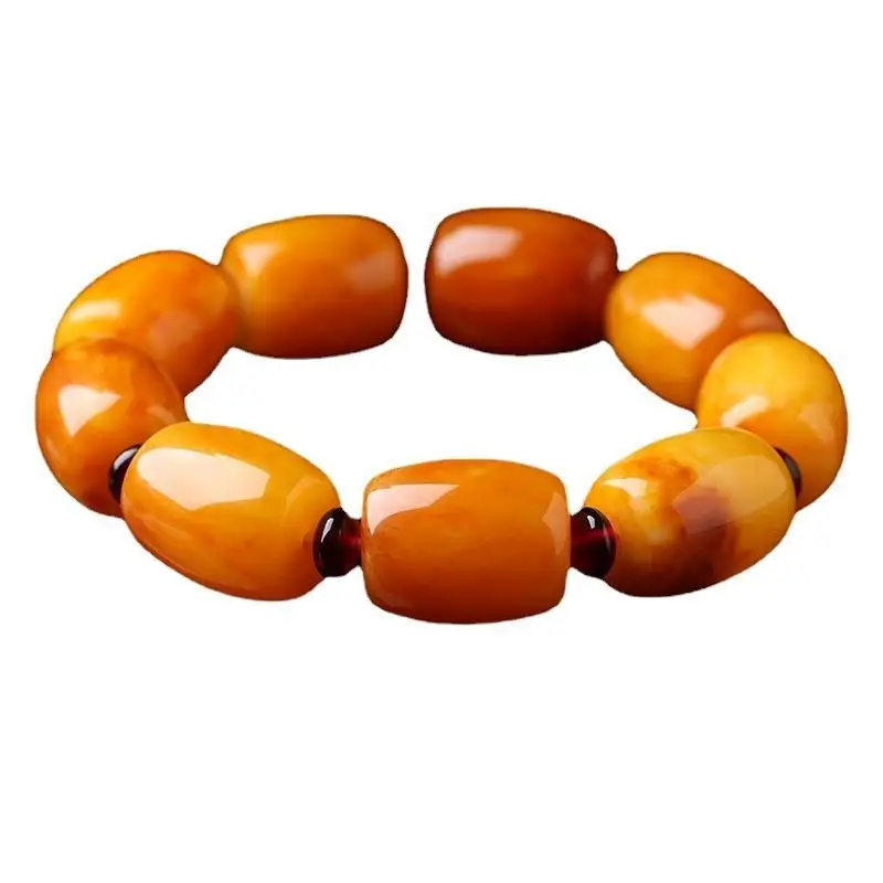 Amber Russian Old for Men and Women, Barrel , Loose Beads, Beeswax Bracelet with Certificate