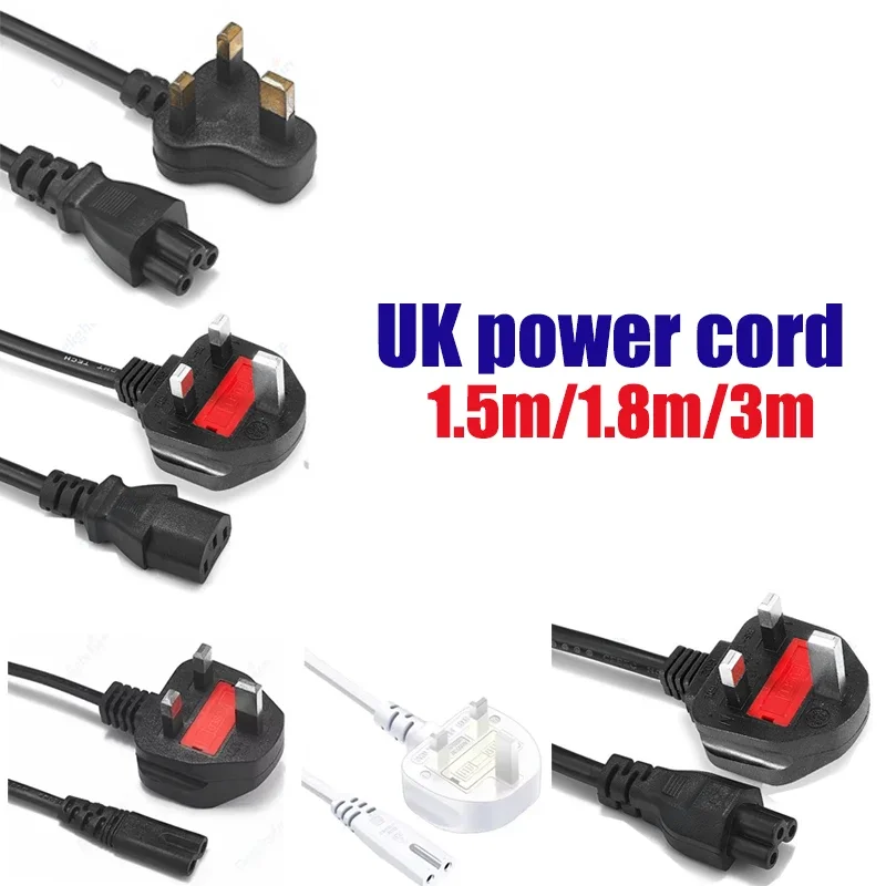 

UK Power Supply Cord C5 C7 C13 Singapore Britain Ireland UAE Type G Plug Extension Electric Wire 220V for Computer Notebook TV