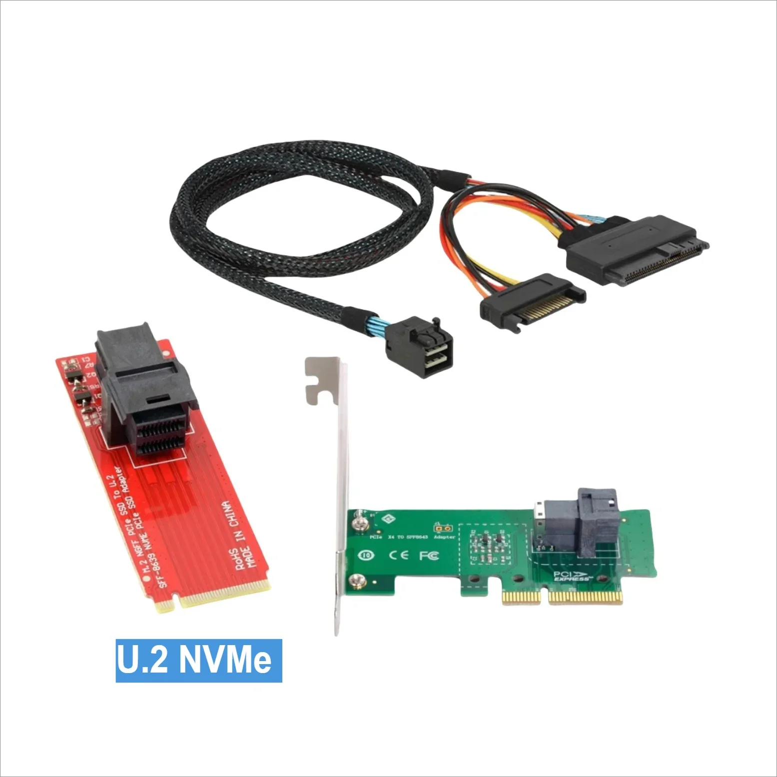 PCI-e 3.0 4x Riser Card NVMe SSD Adapter SFF-8612/8643/8639 Oculink Female to M.2 U.2 NGFF Adapter Cable No Driver Required