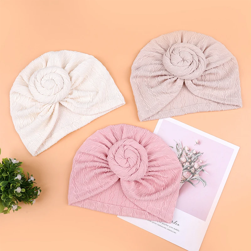 كبير الحلزون الكروشيه عمامة الطفل القبعات Topknot قبعة قطنية طفل صبي فتاة أغطية الرأس بونيه الوليد بيني الاطفال الملحقات #2