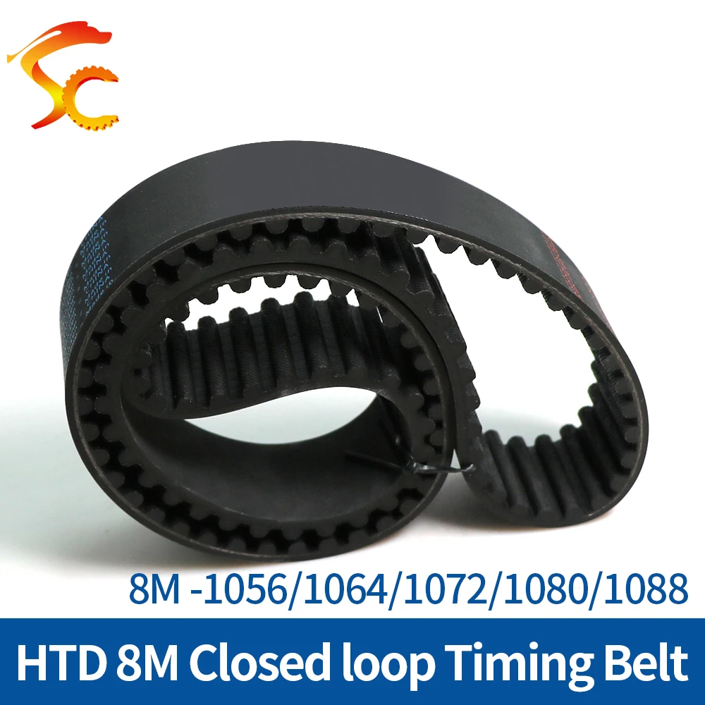 

HTD 8M Rubber Closed loop Timing Belt 8M-1056/1064/1072/1080/1088mm Width 20/25/30/40mm Circular Arc tooth Belt