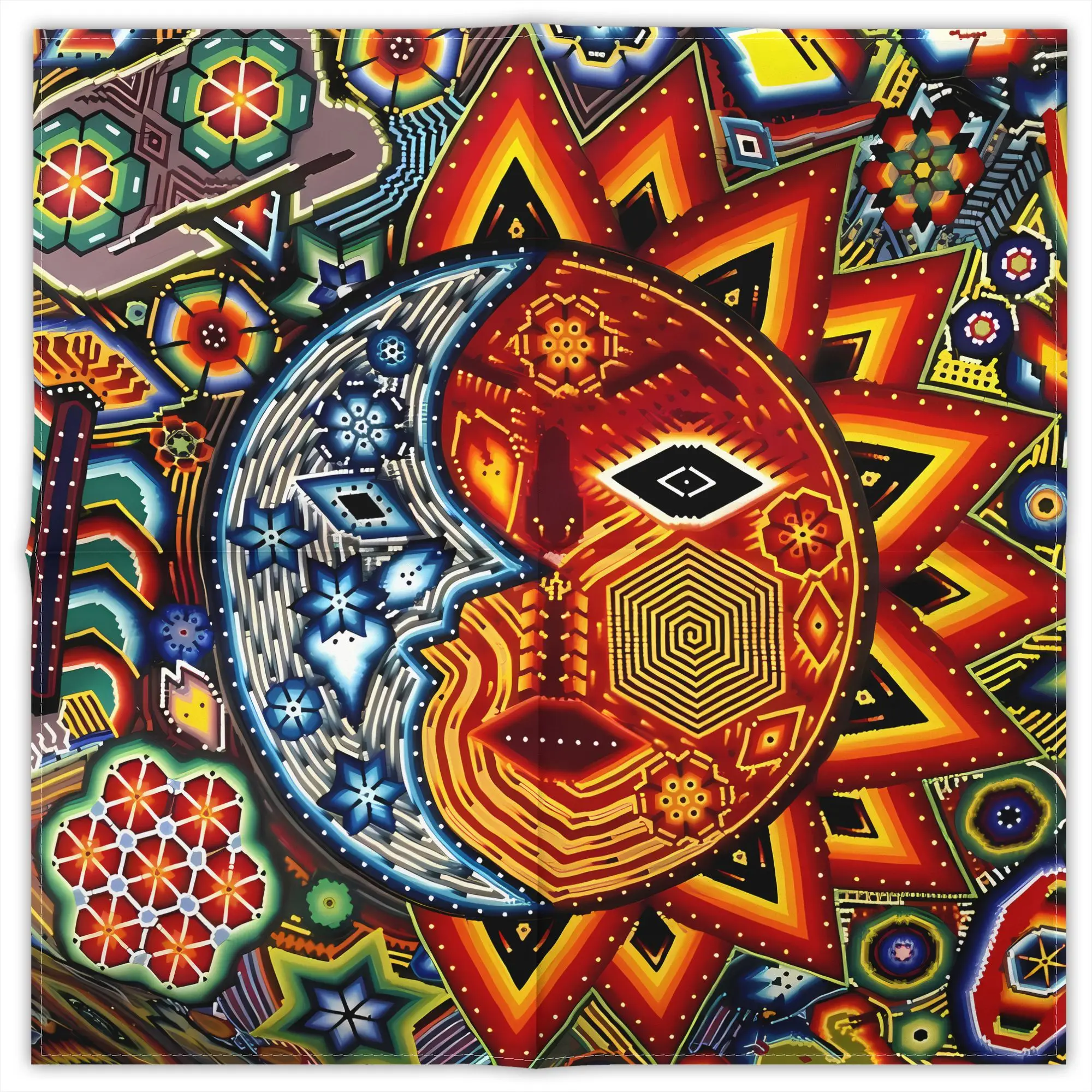 

Huichol Totem Fashion Square Scarf Decorative Polyester Printed Daily