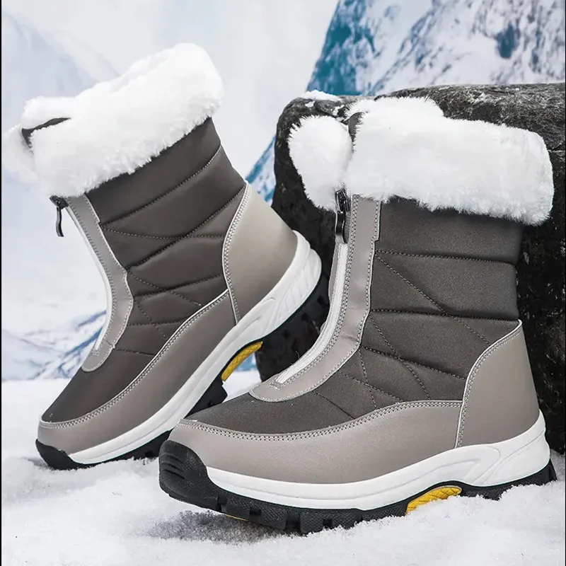 Women's High-top Textured Snow Boots Autumn and Winter Plus Velvet Warm Casual Shoes Fashion Comfortable Outdoor Cotton Boots