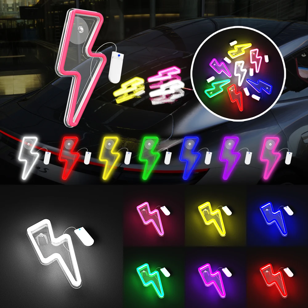 

Автомобильная светодиодная атмосфера, креативная фестивальная лампа в форме молнии для дома, стильный дизайн в неоновом стиле, многоцветный световой декор