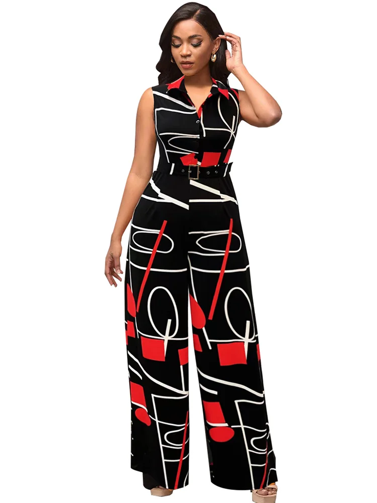 All over monogrammed V neck sleeveless jumpsuit