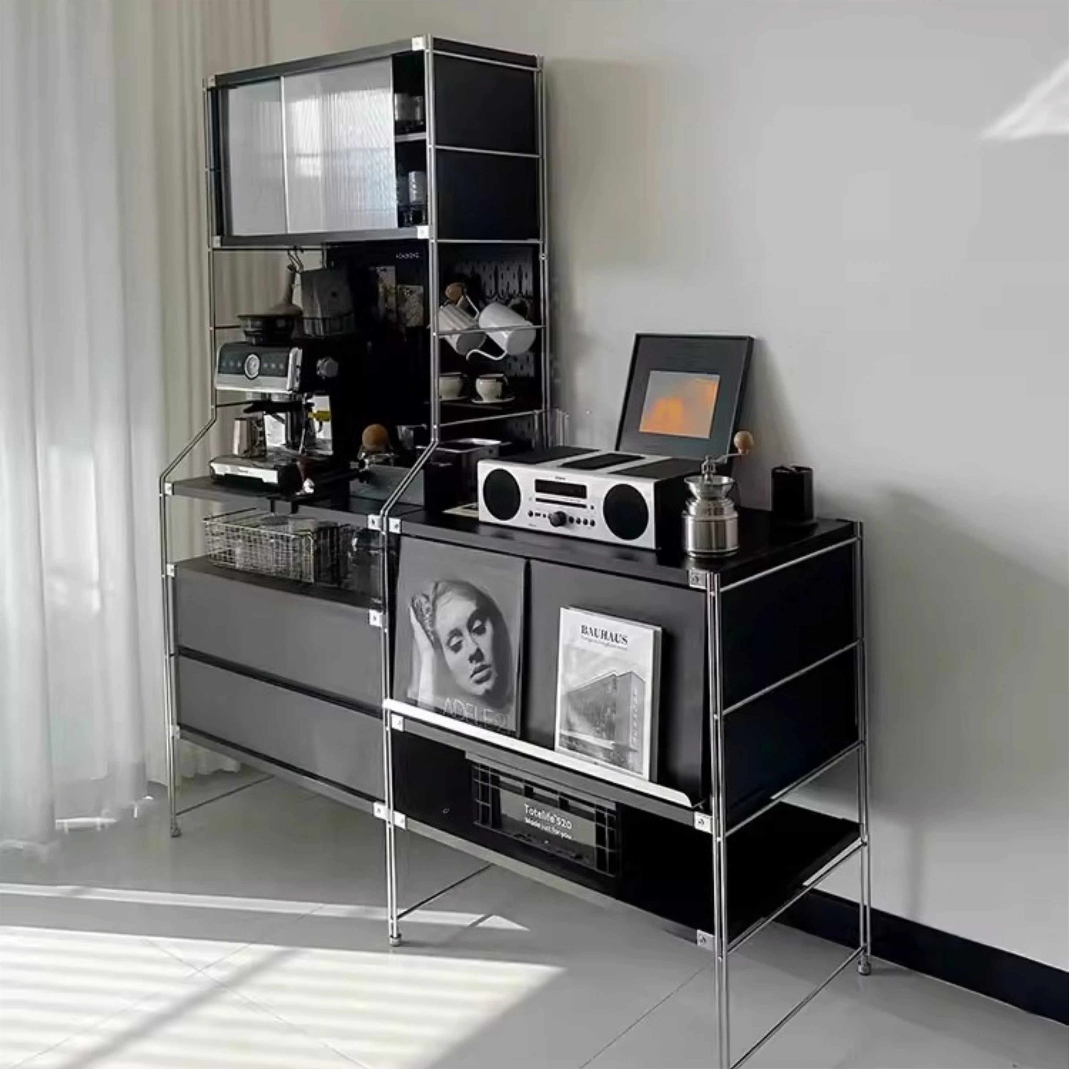 

Модульный напольный шкаф-стеллаж Edge Cabinet Black Tea Hole для журналов