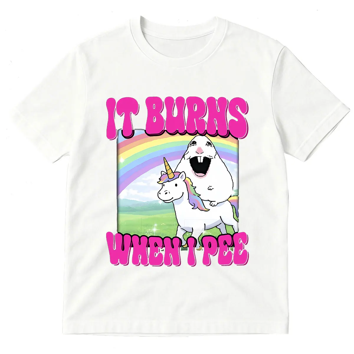 It Burns When I Pee Hamster Lustige Meme-Grafik-T-Shirts für Männer und Frauen, modisch, 100 % Baumwolle, kurzärmelig, übergroßes T-Shirt, Streetwear – Detail 6