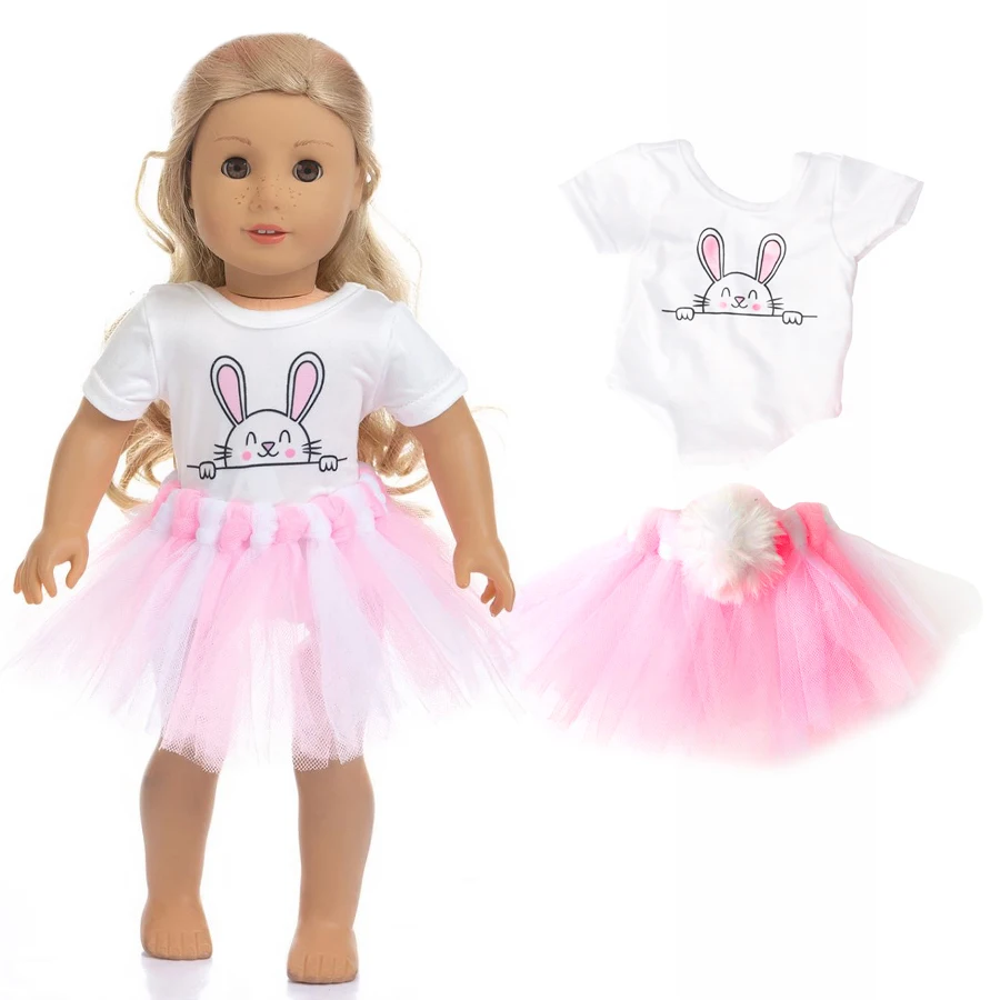 Kurzer Rock mit Hasenmuster, Puppenkleidung für 18 Zoll 45 cm große Reborn-Babypuppen, American Girl Doll, Modeaccessoire, Mädchenspielzeug, Geschenk