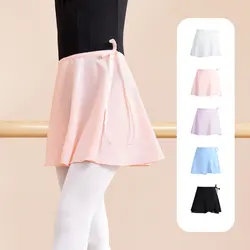 Faldas de Ballet para niñas, falda envolvente de baile con lazo elástico para niños, falda de gasa para niñas, vestido de tutú de Ballet