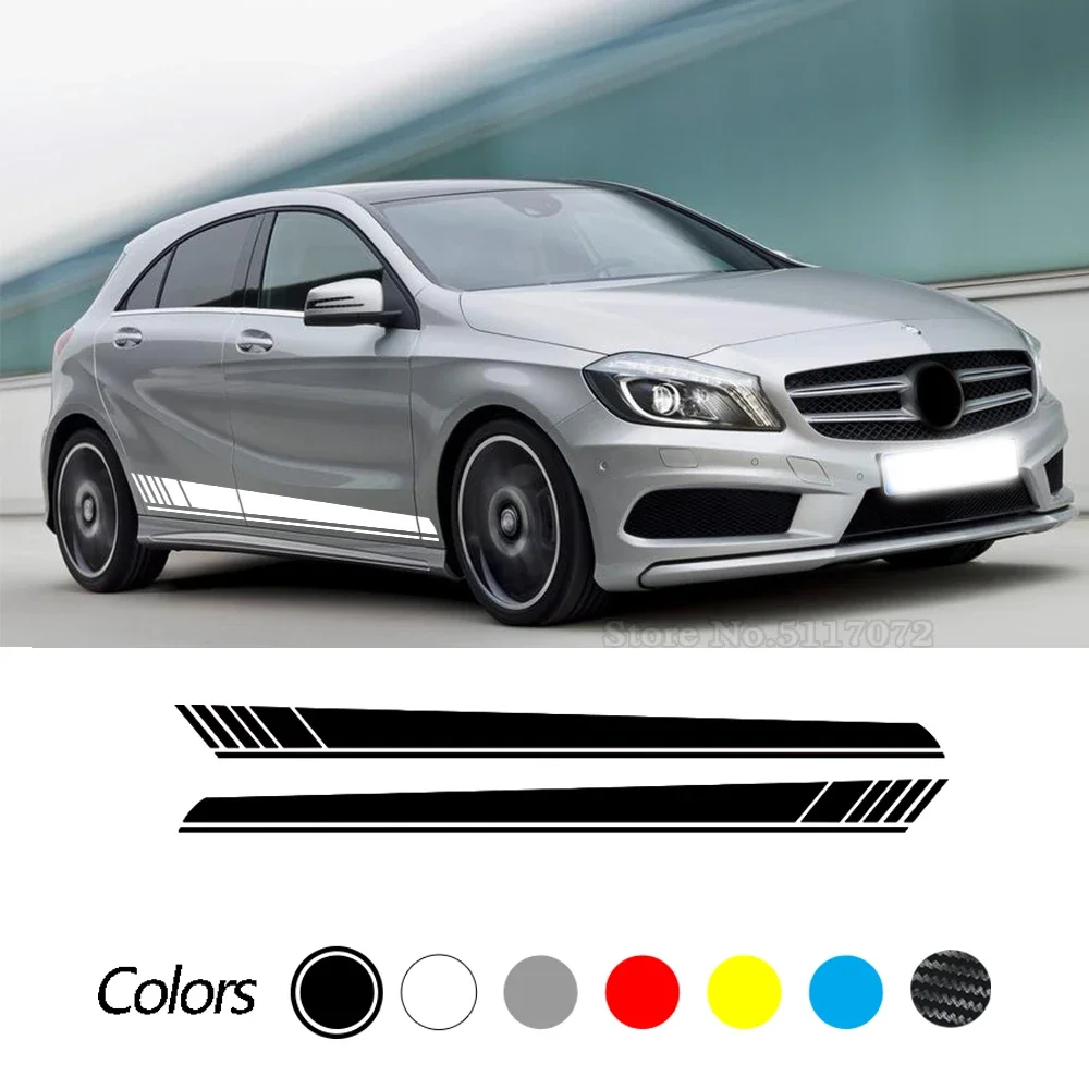 Car Side Body Sticker Stripe Skirt Sport Decal For Mercedes Benz A Class W176 W177 A45 A180 A200 A220 A250 X117 AMG Accessories