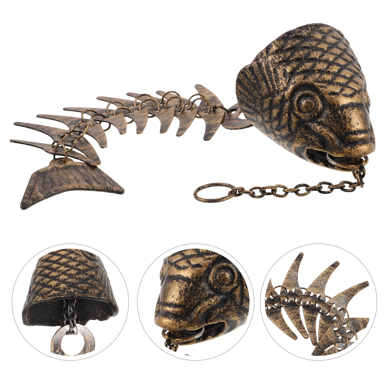 

Vintage Metal Wind Chime Japanese Fish Bone Design Rustic Garden Patio Decor Blessings Good Luck Soothing Meditation Sounds