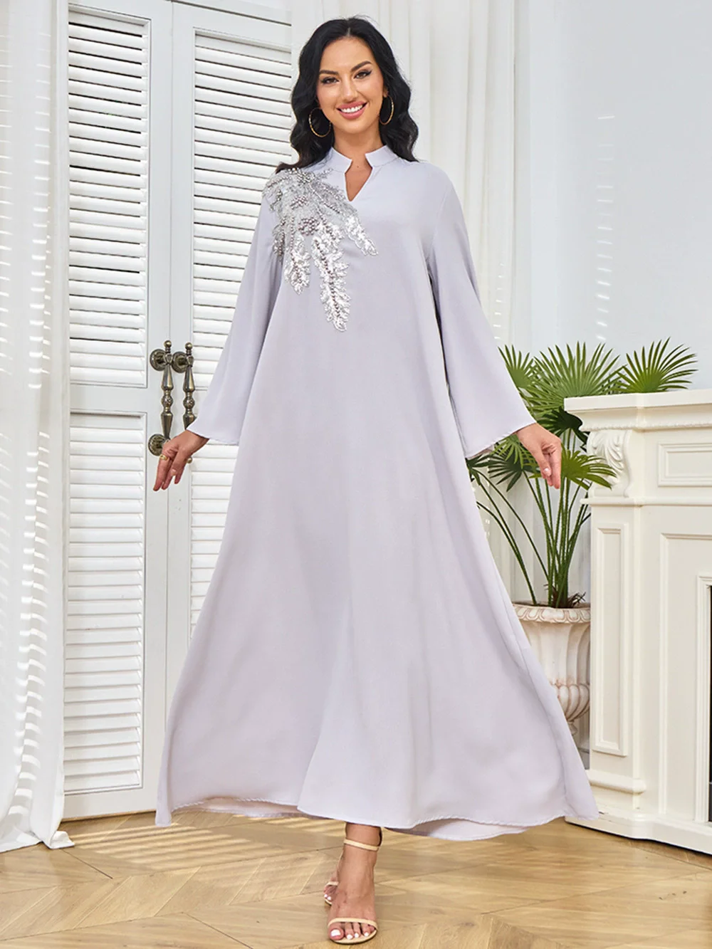 

Middle Eastern Long Dress Muslim Luxury Fashion Robe Women's Long Dress Elegant Diamond Set Evening Dress Abaya Dress