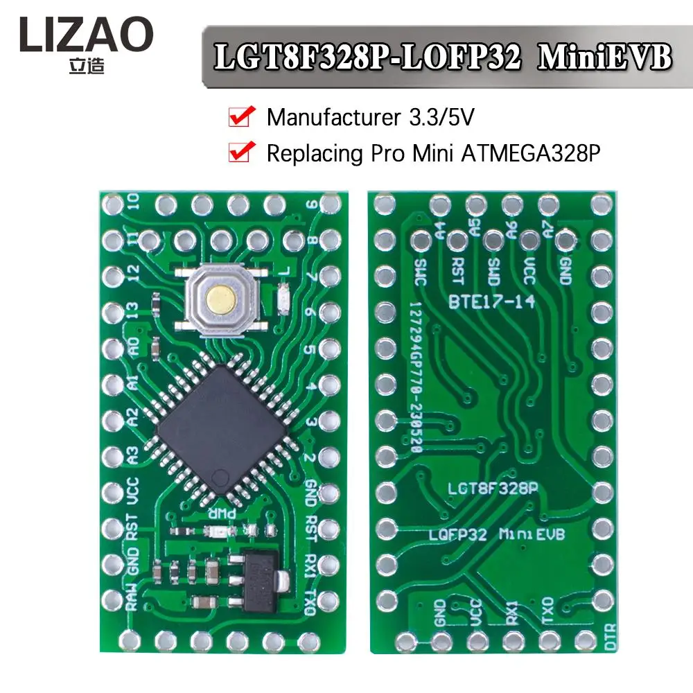 LGT8F328P LQFP32 MiniEVB 3.3V / 5V Replaces Pro Mini ATMEGA328P Fully Compatible For Arduino USE HT42B534-1 Driver