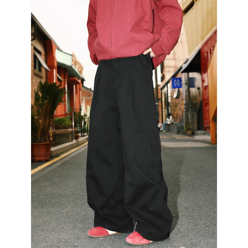 

Khaki Wide Leg Casual Workwear Pants Men's Spring Autumn Cleanfit American Retro Loose Straight Casual Work Pants