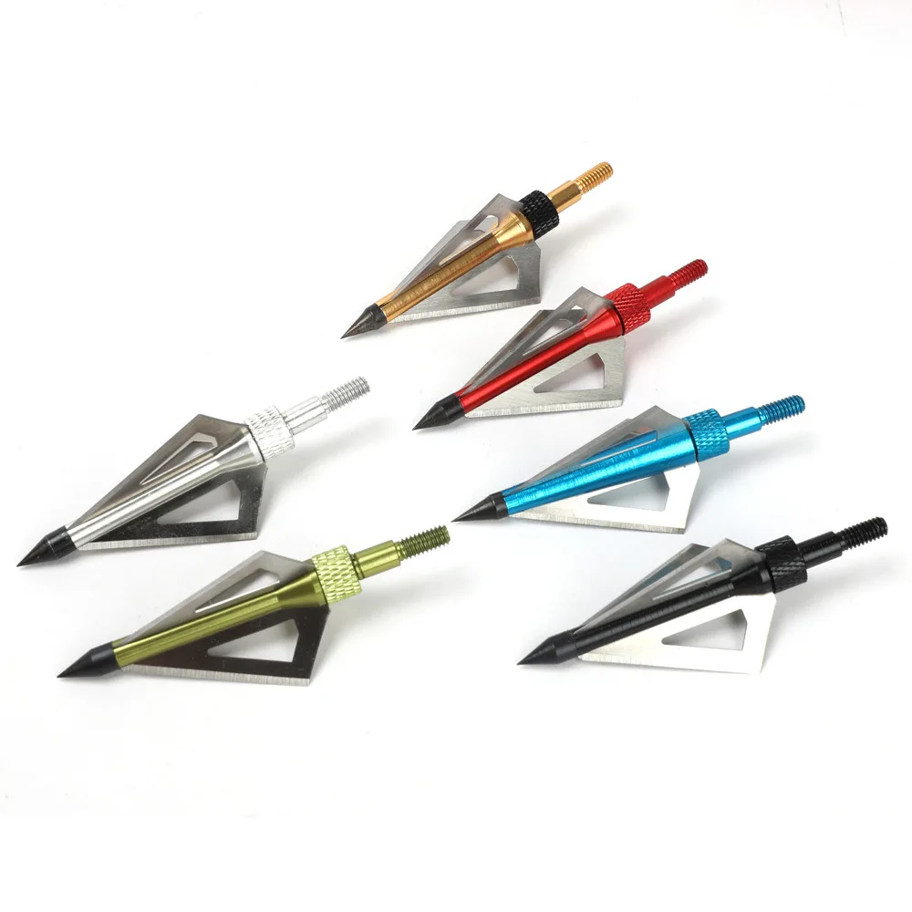 6/12pcs 100Grain Arrowhead Tip Point Hunting Broadheads Arrow Head 3 Blades