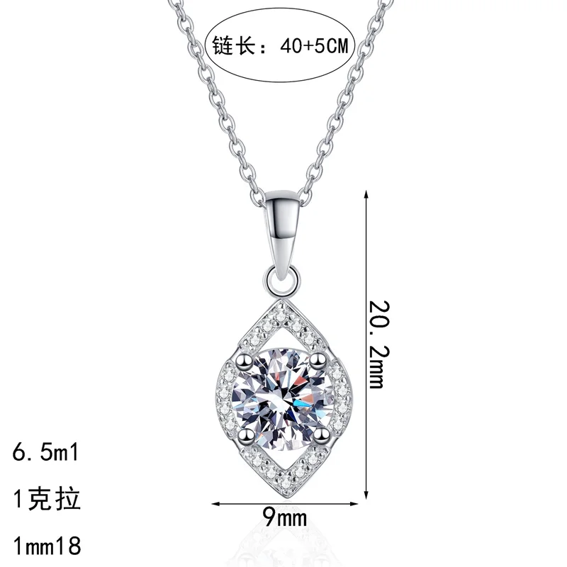 

ZFSILVER Fashion Classic s925 Silver 10ct Moissanite Eye Drop Necklace For Charms Women Accessories Party Jewelry Gift AZ1280-X