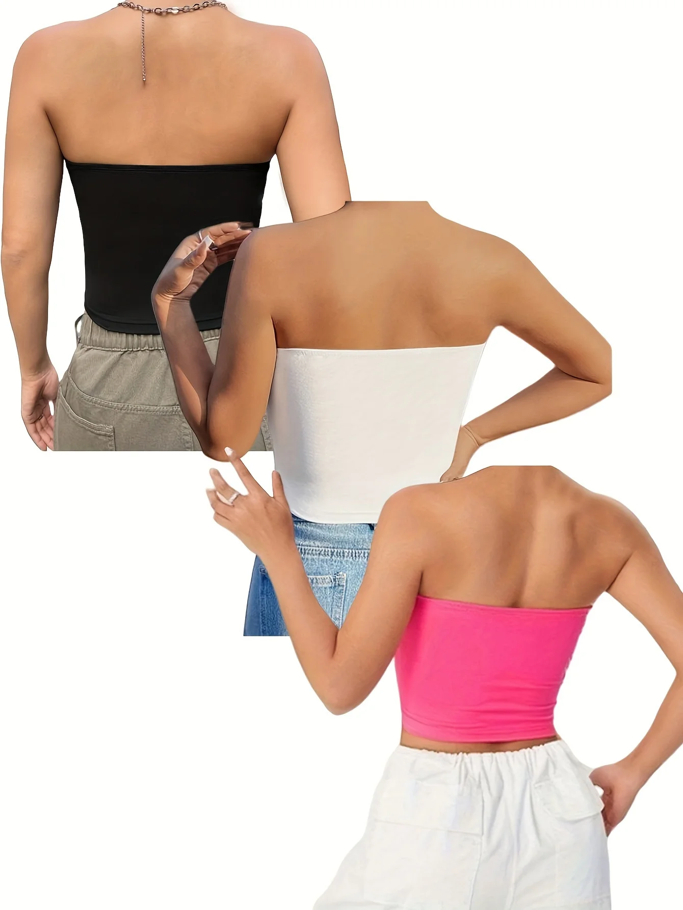 New Elegant Directional Sexy Off-Shoulder Backless Strapless Solid Color Waist Tight Ladies Vest