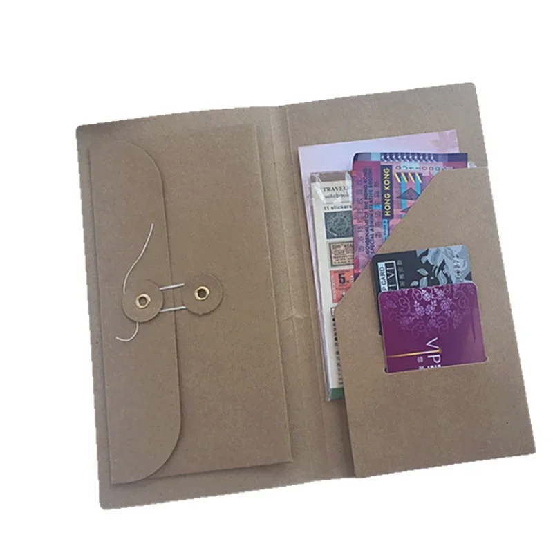 Bolsa de almacenamiento de papel Kraft 2 en 1, tarjetero, cuaderno de viajero, accesorios internos para cuaderno TN